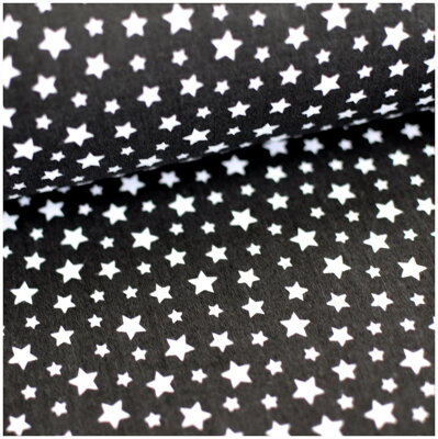 Mini hviezdičky biele na čiernom - bavlnené plátno