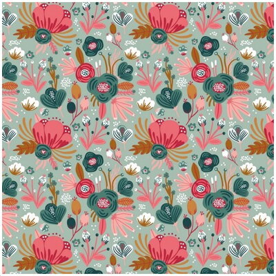 Flowers mint jersey 30cm