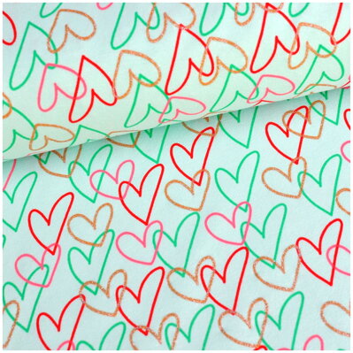 Glitter hearts mint jersey 