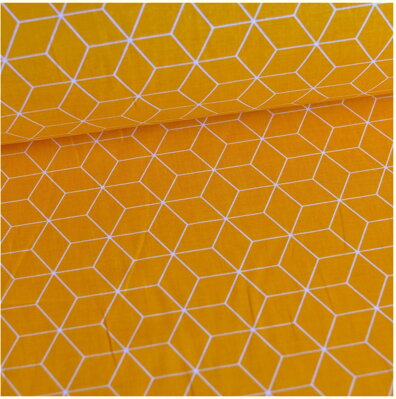 Grafické origami žlté - bavlnené plátno