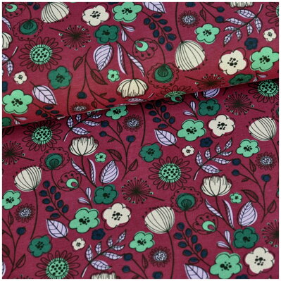 Green flowers burgundy jersey