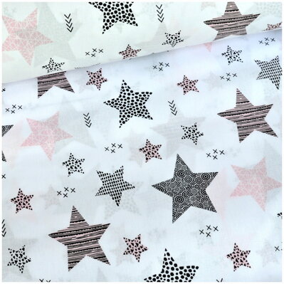 Magic stars ružové -  cotton fabric 