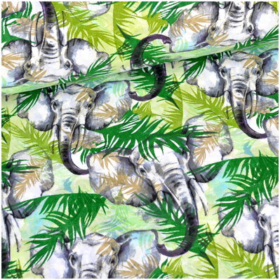 Slon a zelené listy  - bavlnené plátno