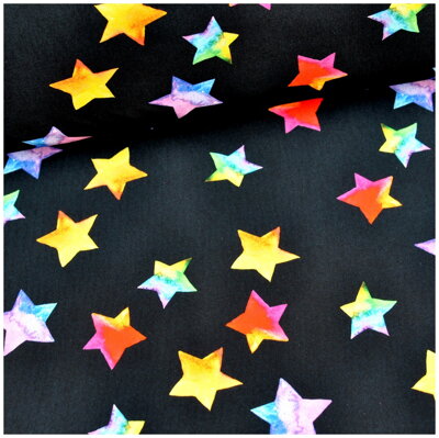 Softshell Farebné hviezdy na čiernom 70cm