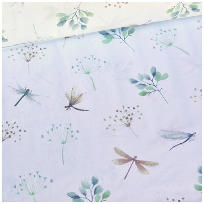 Vážky na bielom - bavlnené plátno