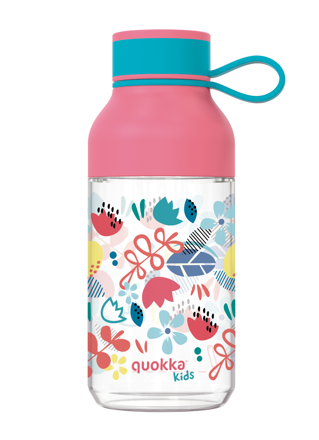 Quokka Plastová fľaša Ice Kids s pútkom Flowers 430ml