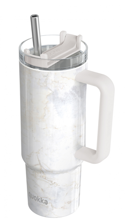 Quokka Nerezový termohrnček so slamkou Vibe Marble 880ml