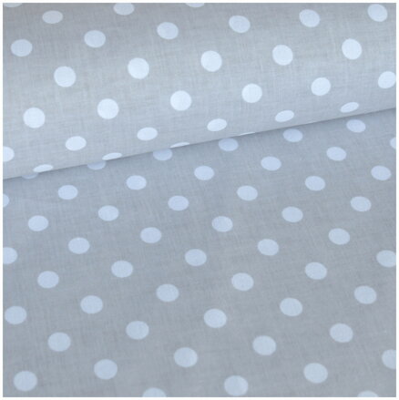 Bodky biele na šedom 1cm -  cotton fabric 