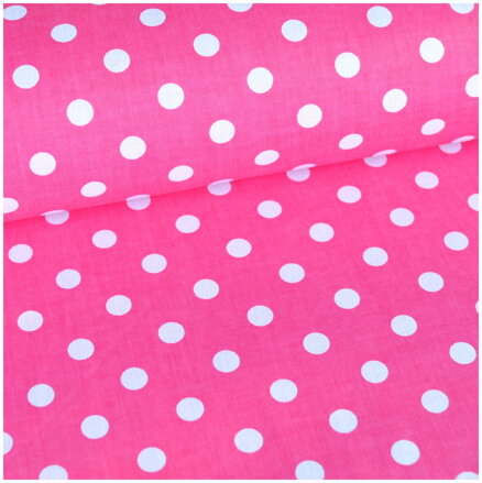 Bodky biele na tmavoružovom 1cm -  cotton fabric 