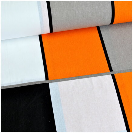 Štvorce oranžovo-čierne -  cotton fabric 