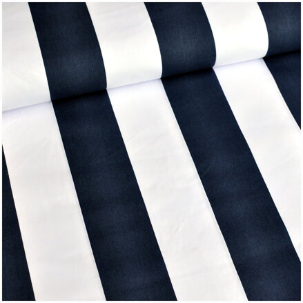 Pásy 6cm tmavomodro-biele -  cotton fabric 
