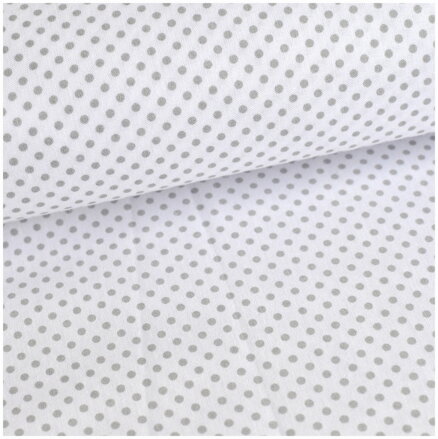 Mini bodky šedé na bielom -  cotton fabric 