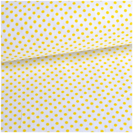 Mini bodky žlté na bielom - bavlnené plátno