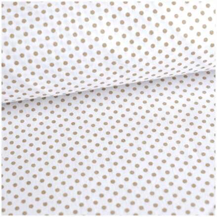 Mini bodky bledohnedé na bielom -  cotton fabric 