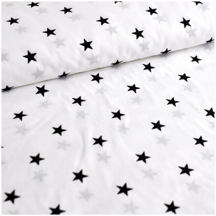 Hviezdičky čierne na bielom -  cotton fabric 
