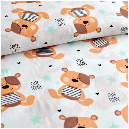 Medvedík "Cute Teddy" -  cotton fabric 