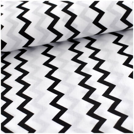 Chevron tenký čierny - bavlnené plátno 100cm
