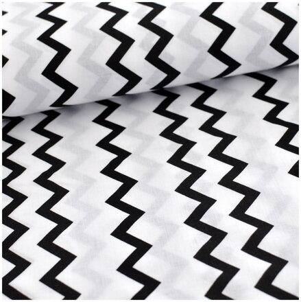 Chevron tenký čierny -  cotton fabric