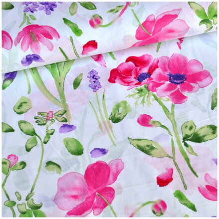 Hyacinty ružovo fialové na bielom - bavlnené plátno