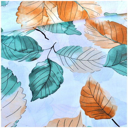 Jesenné lipové listy na bielom - šírka 220cm - bavlnené plátno