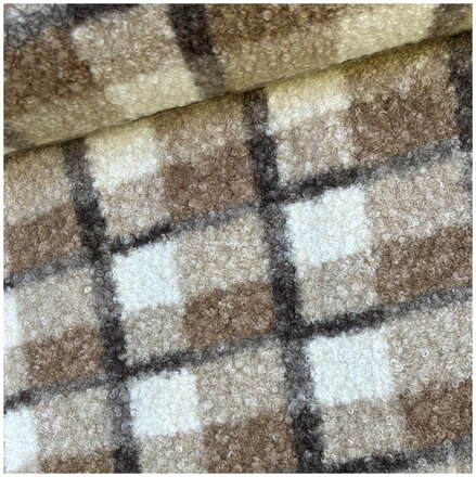 Boucle kocka hnedá - coat fabric