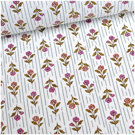 Kvety z herbára - jemná bavlna, popelín