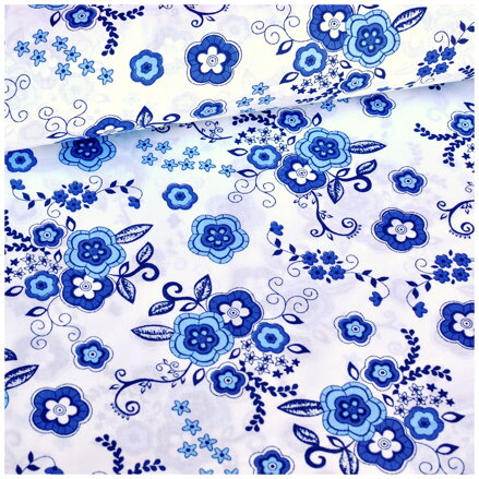 Majolika na bielom - cotton fabric