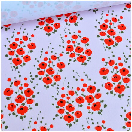 Polyester fabric Oxford 600D - maky červené na ružovom