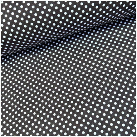 Mini bodky biele na tmavohnedom -  cotton fabric 