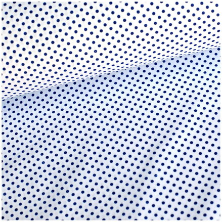 Mini bodky tmavomodré na bielom -  cotton fabric 