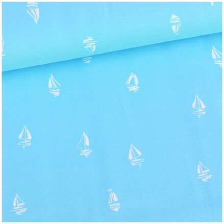 Plachetnice na bledomodrom jersey 90cm