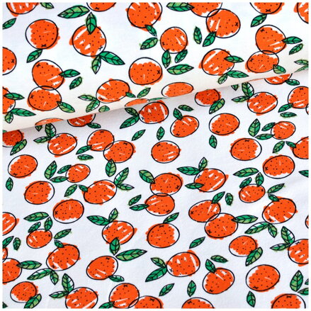 Pomaranče na bielom jersey