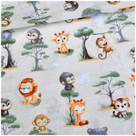 Safari baby na béžovom - bavlnené plátno
