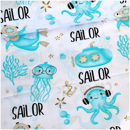 Sailor na bielom -  cotton fabric 