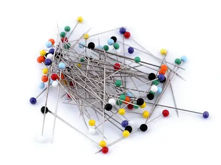 Špendlíky so sklenenou hlavičkou dĺžka 34 mm