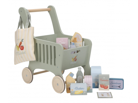 Little Dutch Nákupný vozík s doplnkami drevený