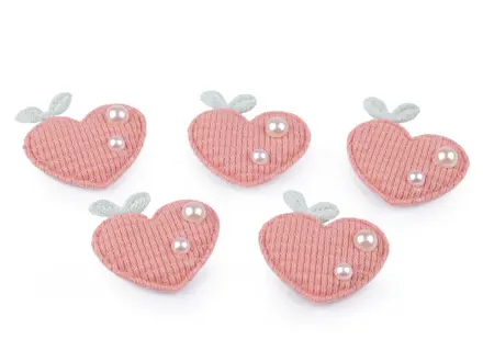 Nášivka srdce ružové - textile application 