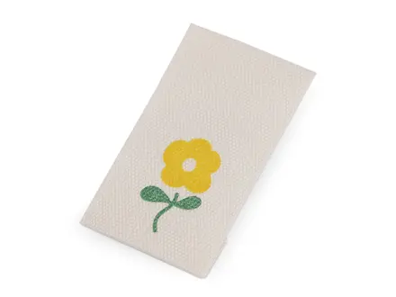 Bavlnený štítok žltý kvet - textile application