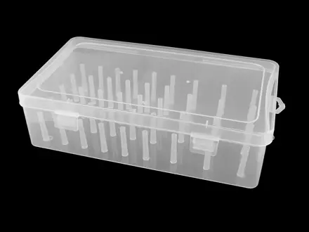 Plastový box na 42 ks nití - transparentný