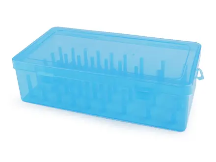 Plastový box na 42 ks nití - modrý