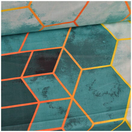 Medové plásty na zelenom - šírka 220cm - bavlnené plátno 50cm II.TRIEDA