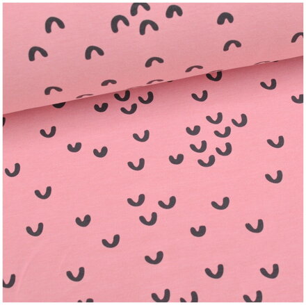 Rožky na staroružovej teplákovine 40cm