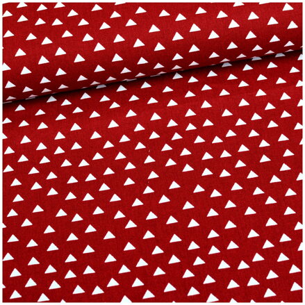 Triangle na tmavočervenom - popelín