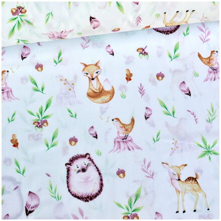 Vtáčiky a žalude -  cotton fabric 