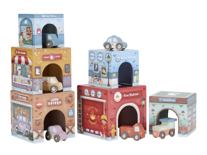 Little Dutch Stohovacie kocky s autíčkami