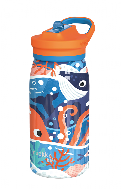 Quokka Nerezová termofľaša so slamkou Pop Kids Ocean 445ml