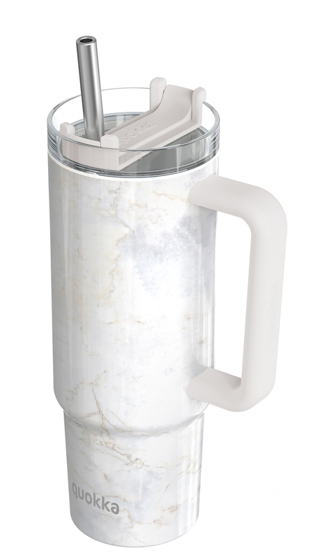 Quokka Nerezový termohrnček so slamkou Vibe Marble 880ml