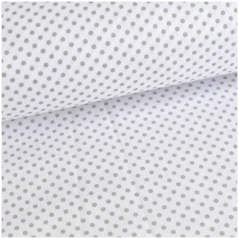 Mini bodky šedé na bielom - bavlnené plátno
