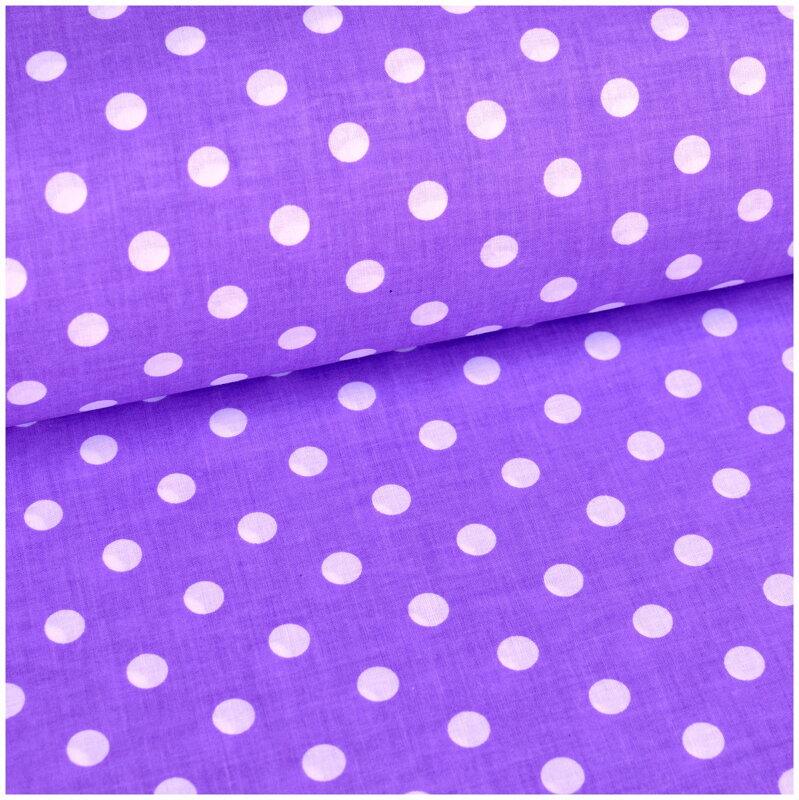 Bodky biele na fialovom 1cm -  cotton fabric 