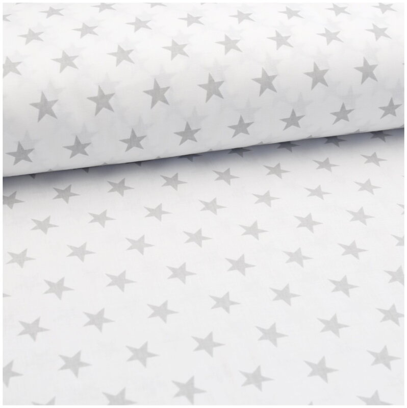 Hviezdy šedé na bielom -  cotton fabric  